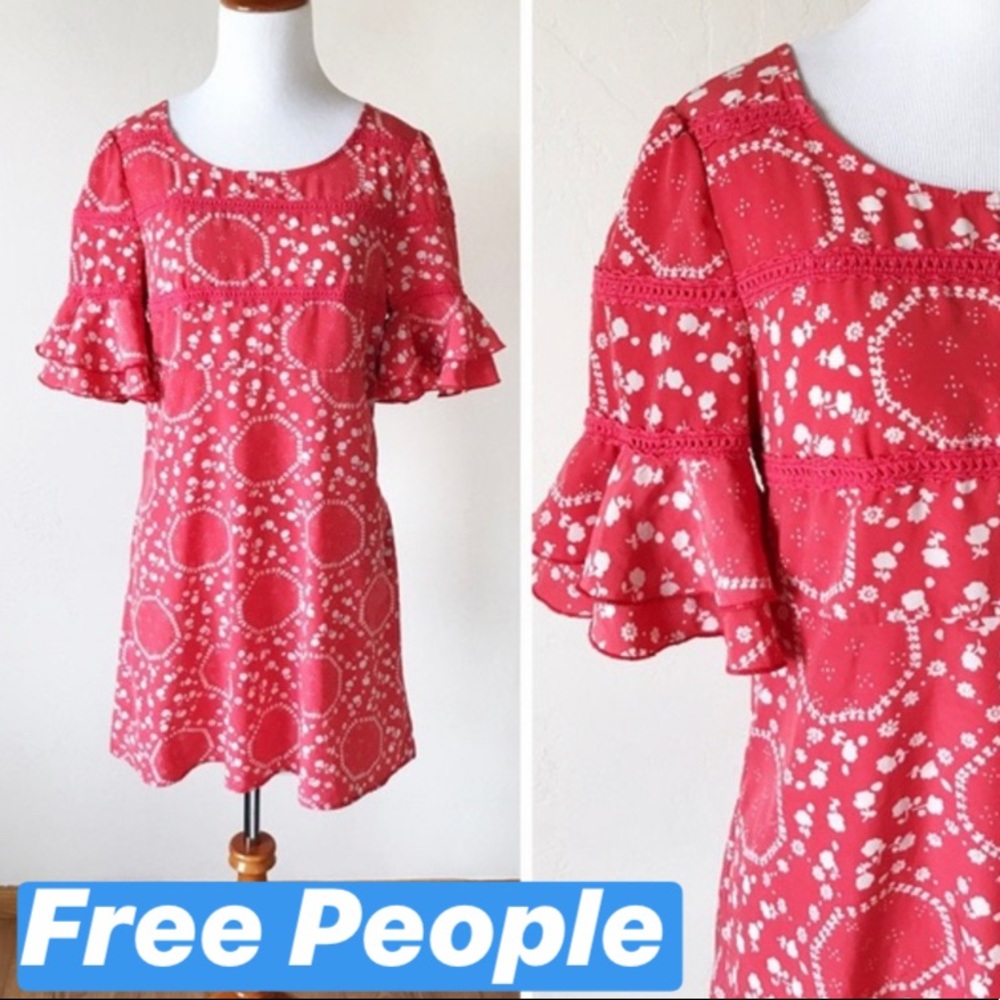 NWT Free People Crochet Detail Summer Dress Salmon